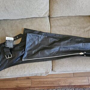NWT FMC Black Leather Motorcycle Chaps size Small